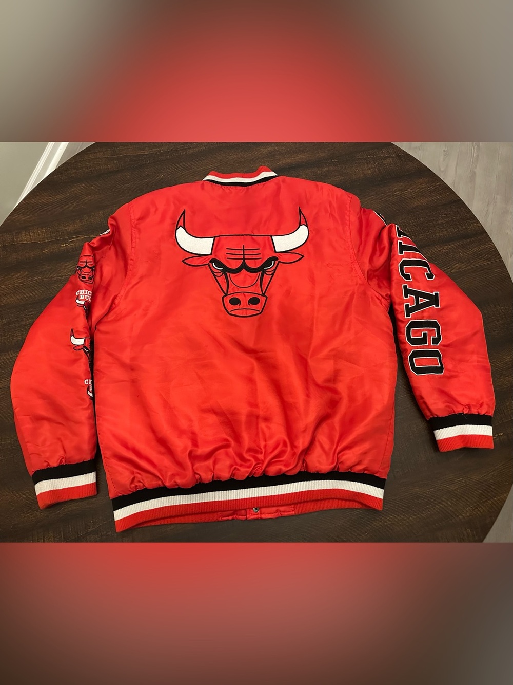 NBA Ultra Game Men's L Chicago Bulls Bomber Varsity Snap Up Jacket - Picture 12 of 14